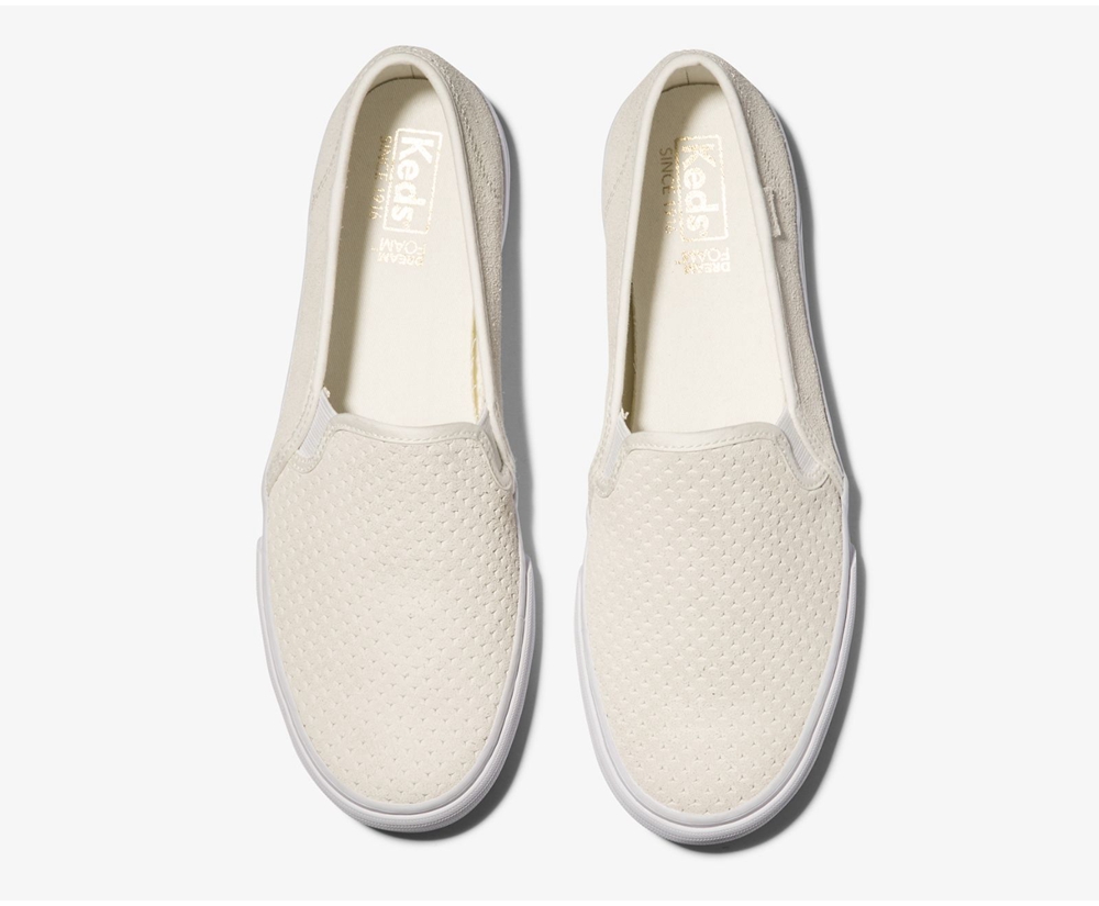 Slip Ons Keds Femme Blanche - Double Decker Suede - 402-INCMXO